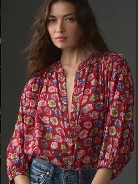 Anthropologie PIlcro The Sidney Batwing Blouse: Shrunken Edition